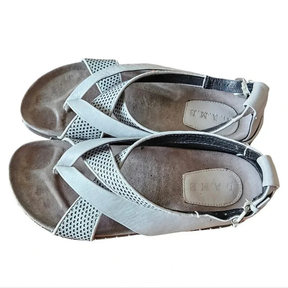 LAMB  Bellatrix Crisscross Gray Leather Women's Flats Sandals Shoes Size 9. - Picture 4 of 10